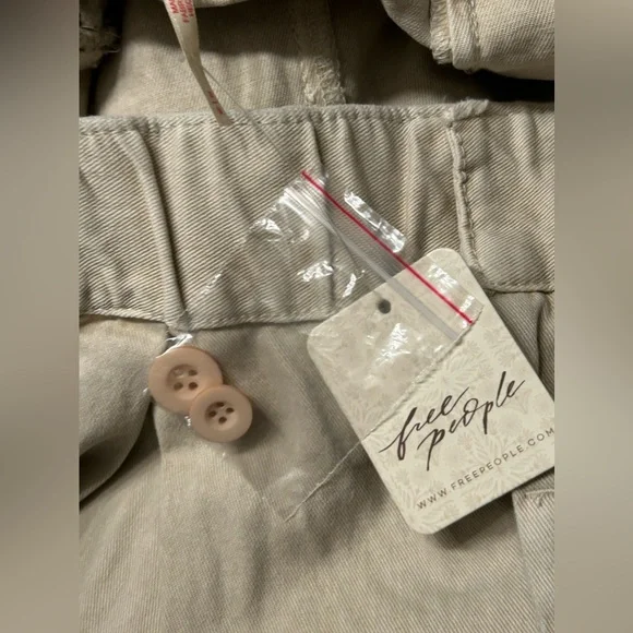 NWT $98 Free People After Love Roll Cuff Wide Leg Pants Sandshell Size Medium - Picture 10 of 13